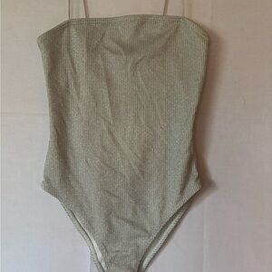 Zara Ribbed Metallic Body Suit Top